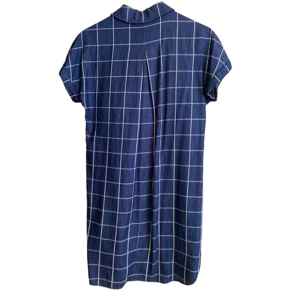 *NWOT* Max Studio Denim/Chambray Windowpane Collared Button Down Shirt Dress - Picture 4 of 12